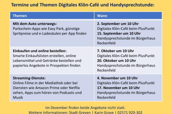 Digitales KlönCafé: Aktuelle Termine und Themen